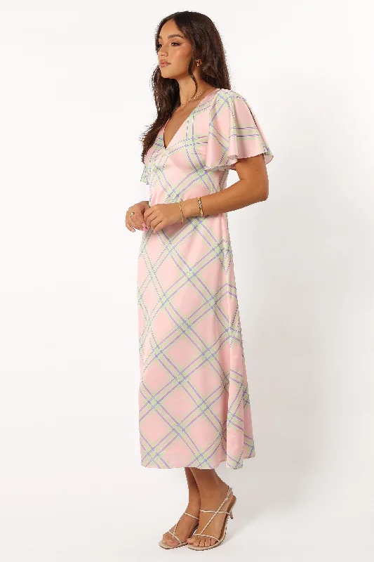 Jess Midi Dress - Pink Check