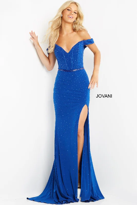 Jovani 06280 Off Shoulder Mermaid Long Prom Dress