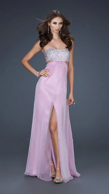 La Femme - 16291 Strapless Chiffon Gown with Exquisite Beading