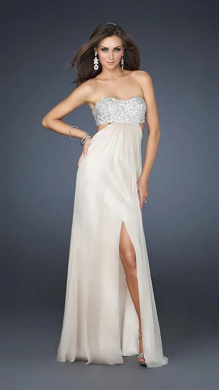 La Femme - 16291 Strapless Chiffon Gown with Exquisite Beading