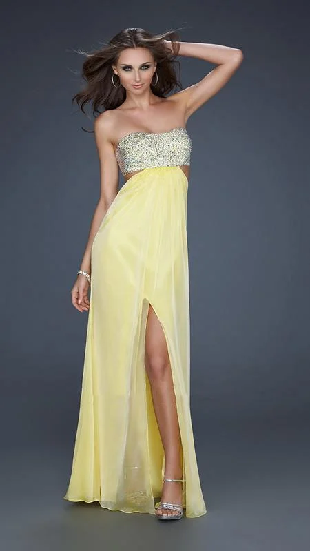 La Femme - 16291 Strapless Chiffon Gown with Exquisite Beading