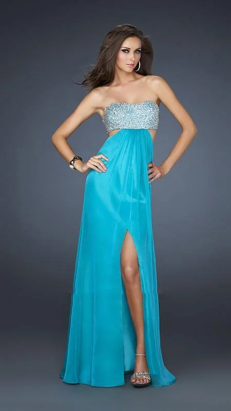 La Femme - 16291 Strapless Chiffon Gown with Exquisite Beading