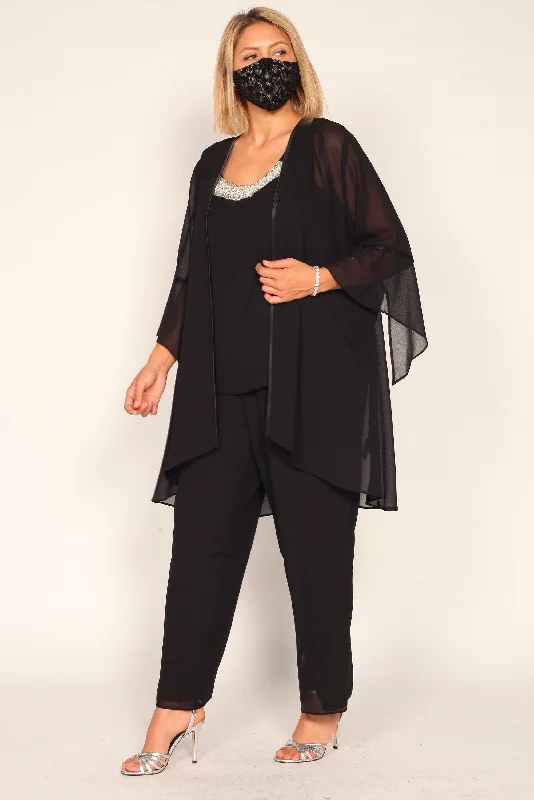 Le Bos Women's Plus Size Black Pant Suit