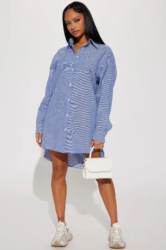 Lillian Button Down Mini Dress - Denim