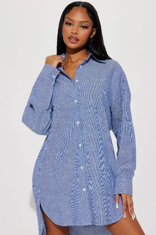 Lillian Button Down Mini Dress - Denim