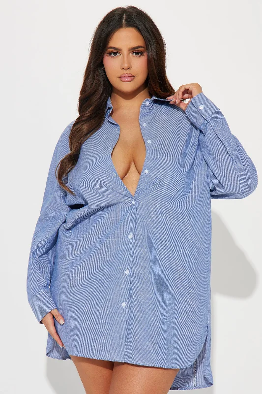 Lillian Button Down Mini Dress - Denim