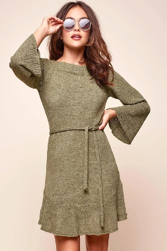 Lina Tunic Knit Dress Olive