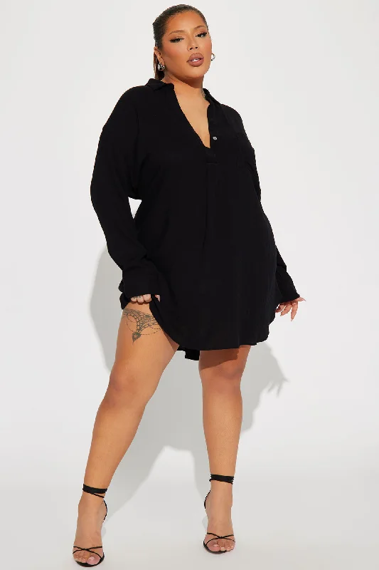 Living Life Shirt Dress - Black