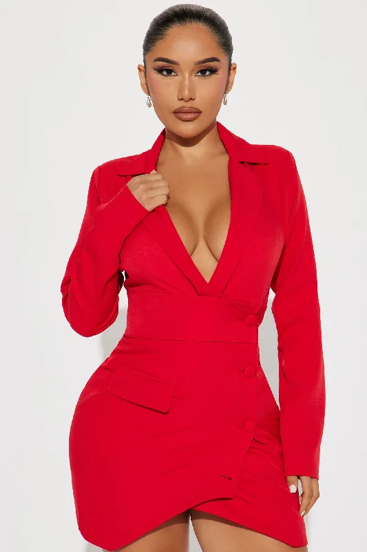 Lola Blazer Mini Dress - Red