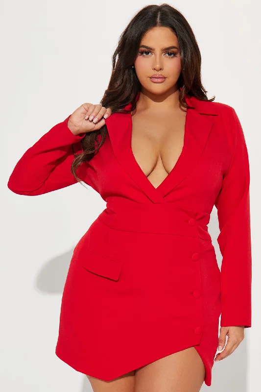 Lola Blazer Mini Dress - Red