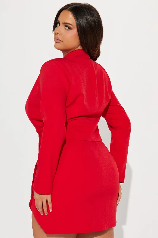 Lola Blazer Mini Dress - Red