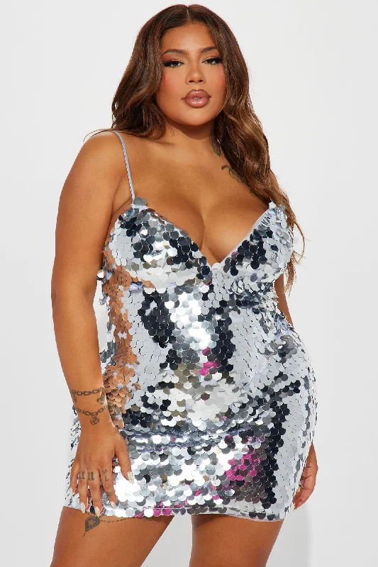 Mollie Sequin Mini Dress - Silver