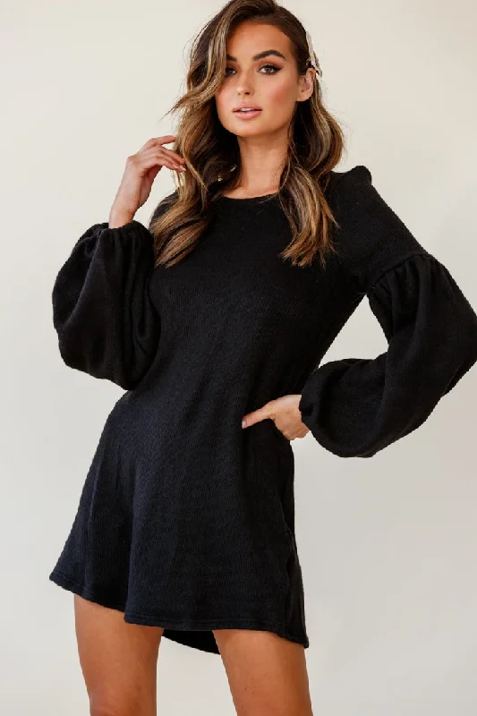 Morais Puff Sleeved Sweater Dress Black