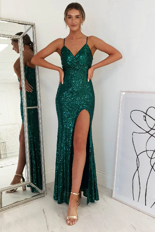 Mulan Sequin Gown | Emerald Green