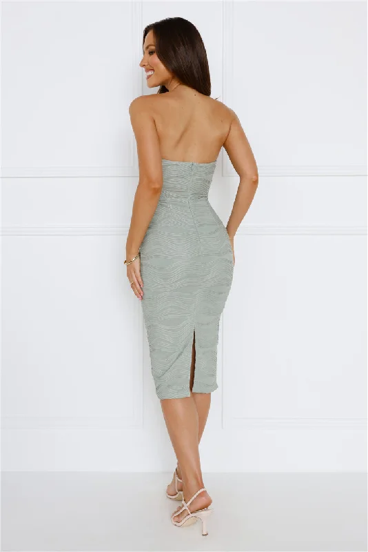 Neptunes Tide Midi Dress Sage