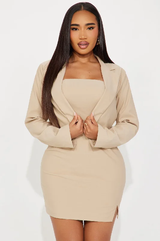 Nine to Five Mini Dress Set - Taupe