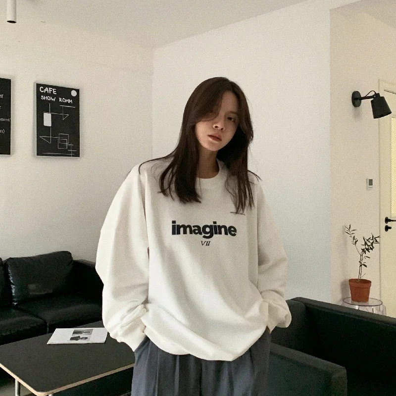 Flytonn-Korean style, Casual fashion, INS dressing, Lazy style, Graduation gift 
NO. 1080 IMAGINE SWEATER