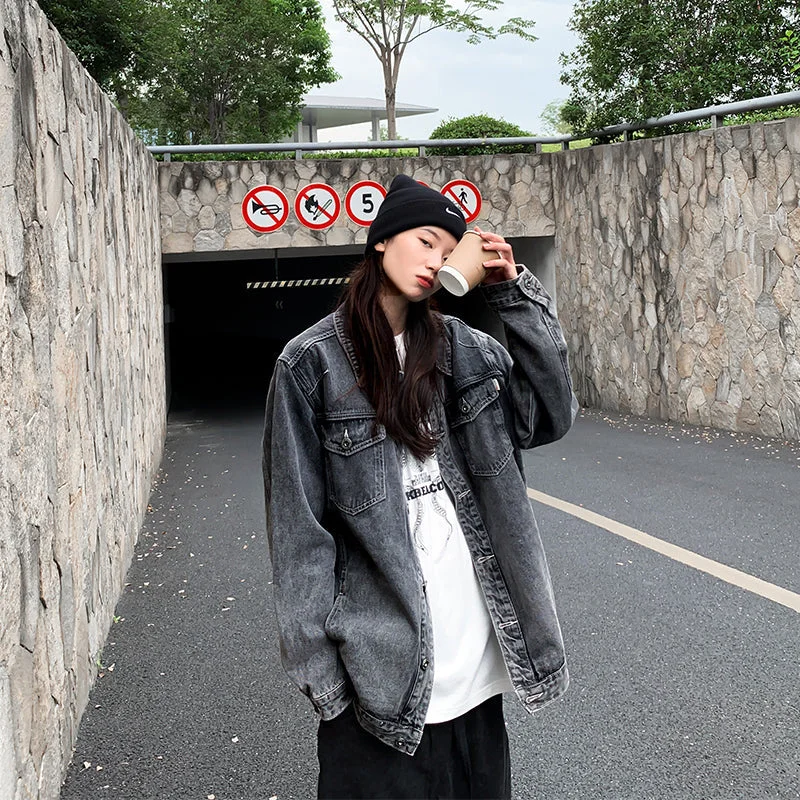 Flytonn-Korean style, Casual fashion, INS dressing, Lazy style, Graduation gift 
NO. 1095 BASIC DENIM JACKET