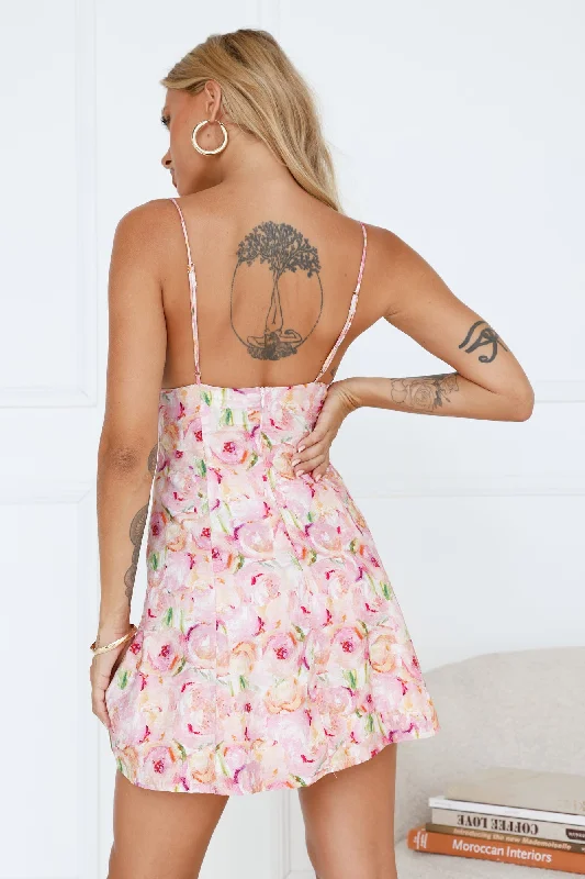 Painted Canvas Mini Dress Pink