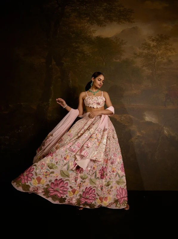 Ahaana Pink Floral Embroidered Lehenga