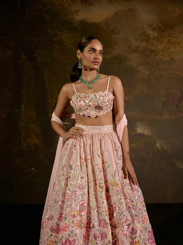 Ahaana Pink Floral Embroidered Lehenga