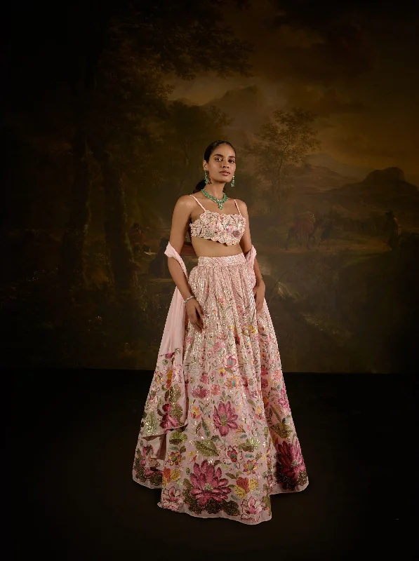 Ahaana Pink Floral Embroidered Lehenga