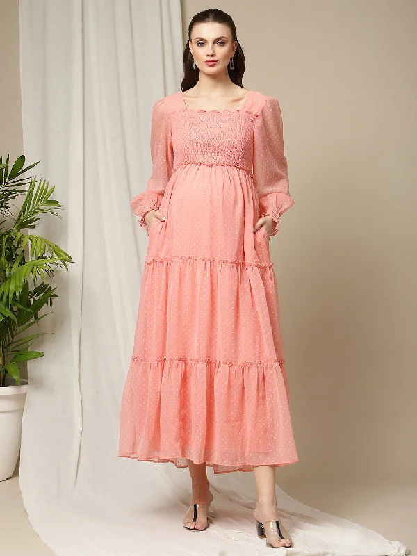 Maternity Smocked Long Dress