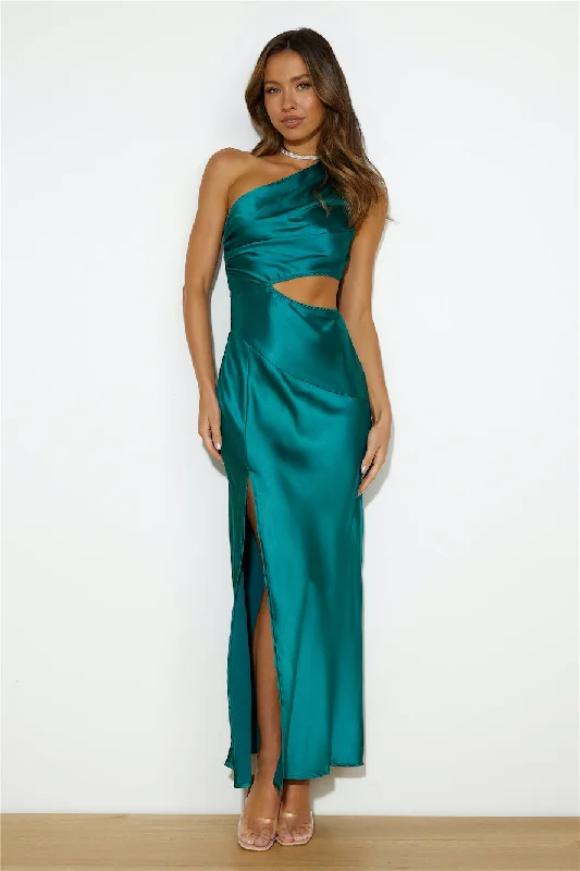 Poker Play Satin Maxi Dress Forest Green