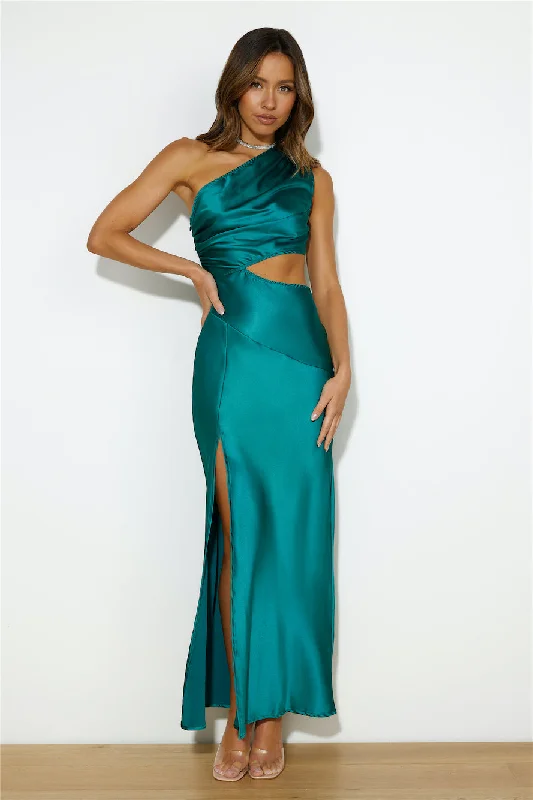 Poker Play Satin Maxi Dress Forest Green