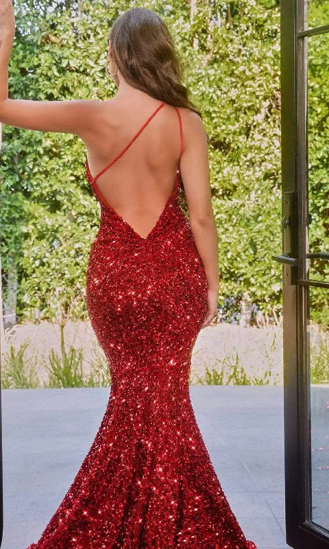 Portia and Scarlett - PS22350 One-Shoulder Sequin Mermaid Gown