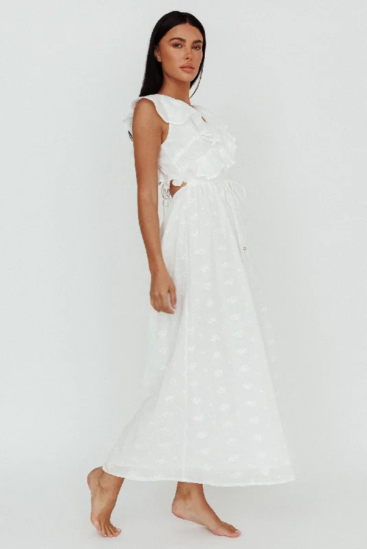 Primrosia Tied Back Maxi Dress Eyelet White