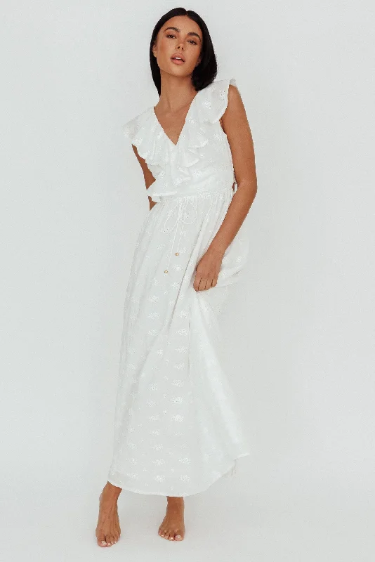 Primrosia Tied Back Maxi Dress Eyelet White