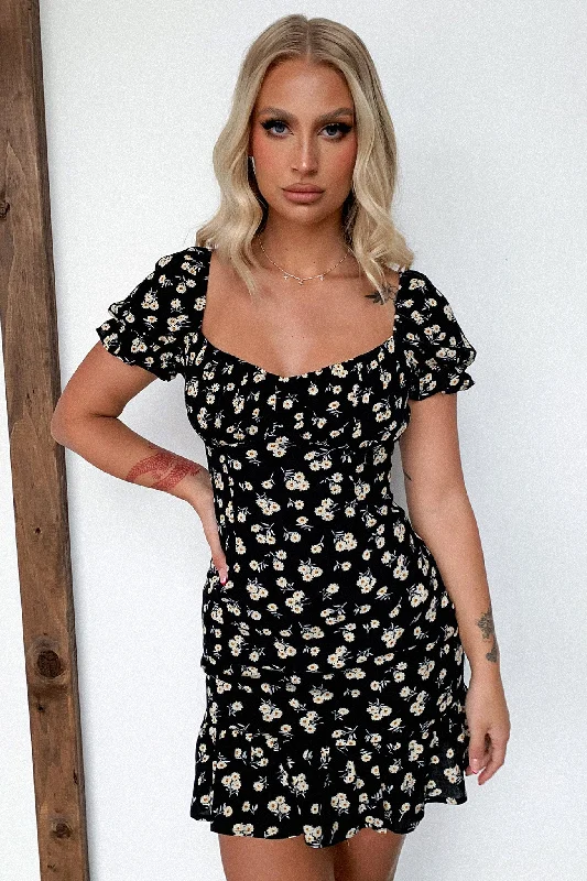 Regina Dress - Black Floral