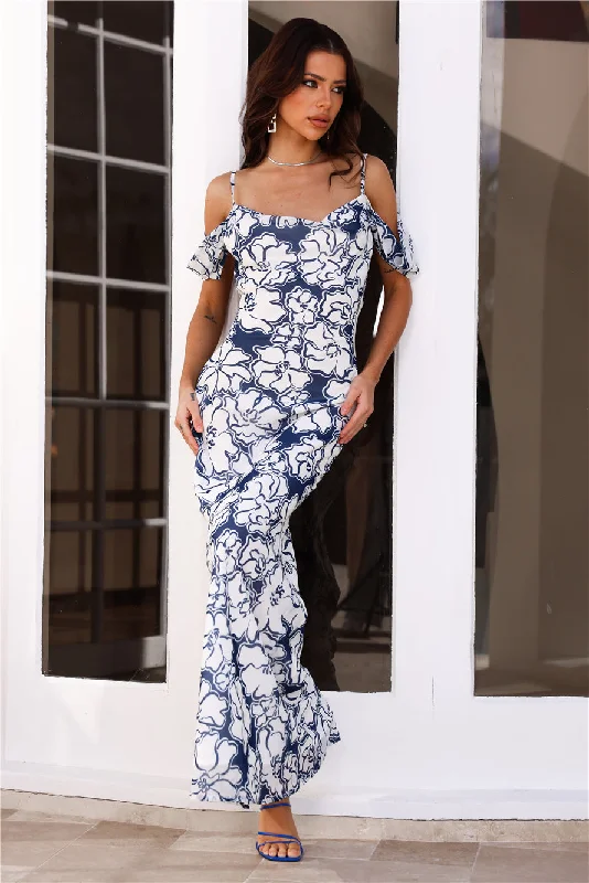 RUNAWAY Kelani Maxi Dress Navy Floral