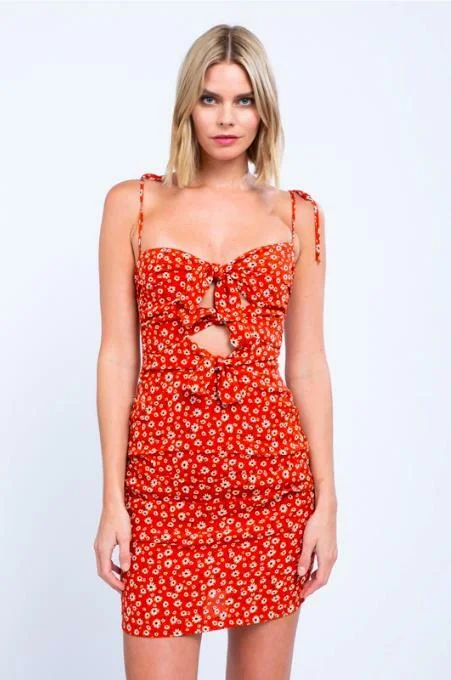 Say That You Love Me Red Floral Print Mini Dress