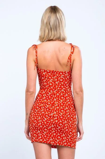 Say That You Love Me Red Floral Print Mini Dress