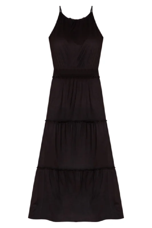 Stay A While Black Halter Neck Maxi Dress FINAL SALE