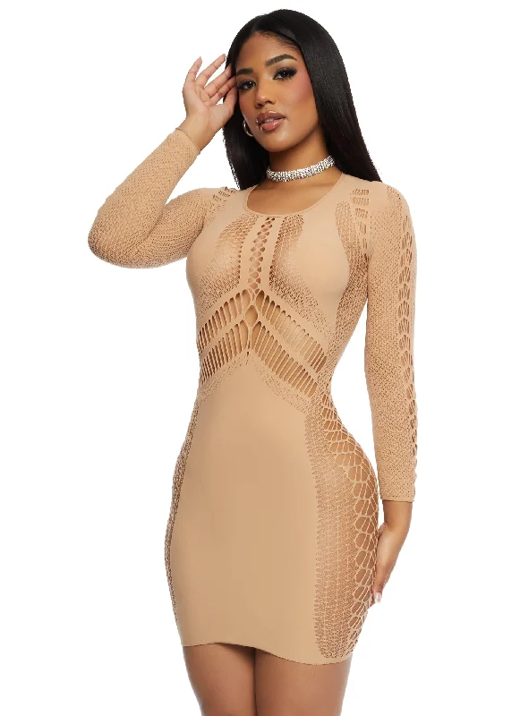 Seamless Long Sleeve Cut Out Mini Dress