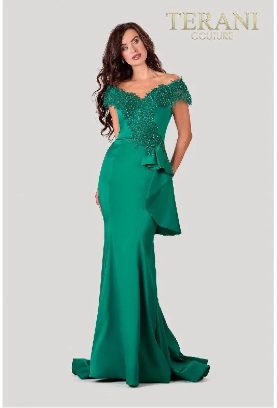 Terani Couture 2111M5255 Off Shoulder Formal Long Dress