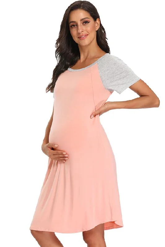 Two-tone Maternity & Nursing Sleep Nightgown