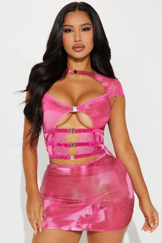 Unforgettable Mesh Micro Mini Dress - Pink/combo