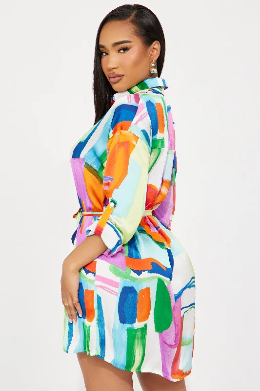 Velma Satin Mini Dress - Multi Color