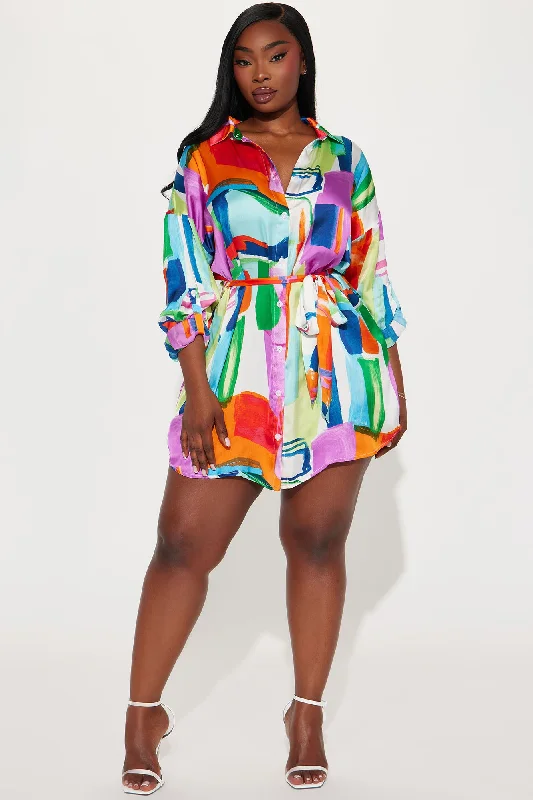 Velma Satin Mini Dress - Multi Color