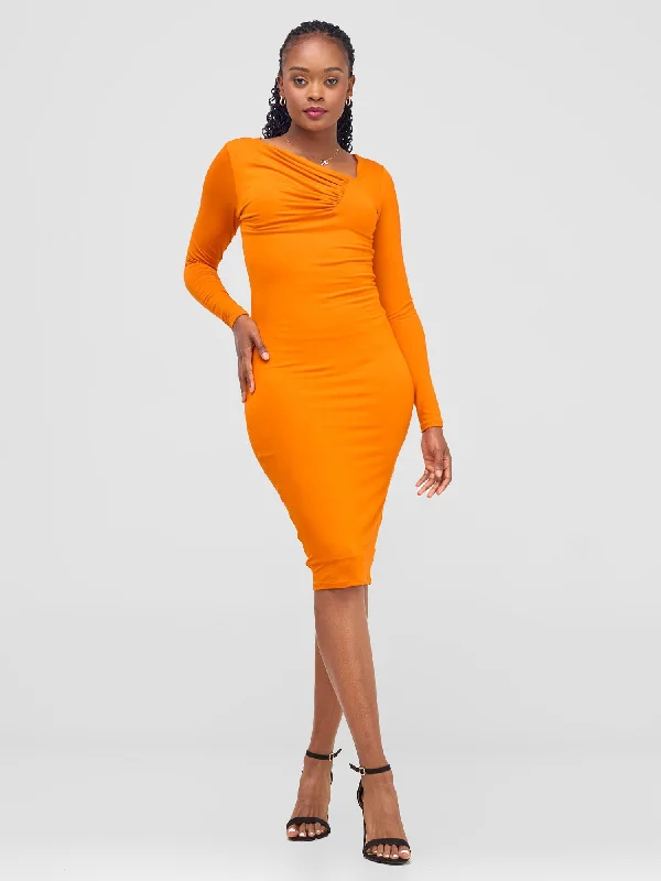 Vivo Hamle Drapped Front Bodycon - Orange