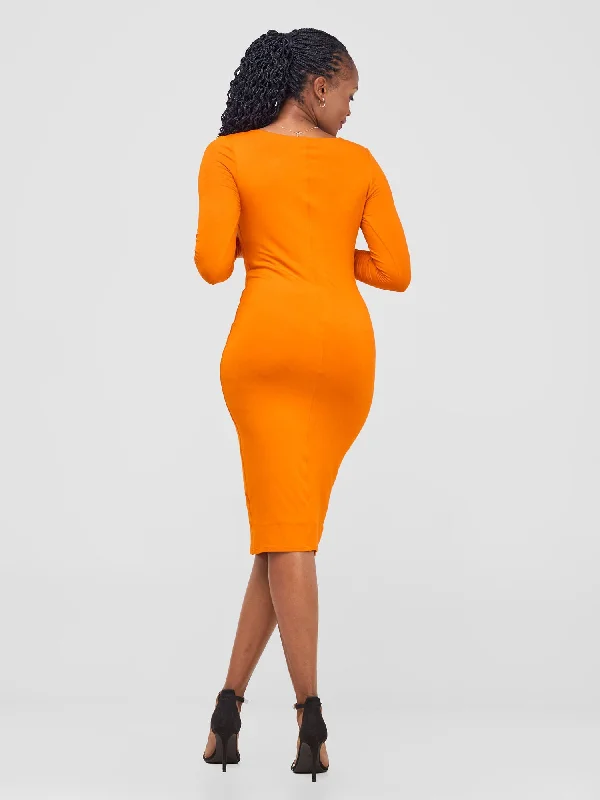 Vivo Hamle Drapped Front Bodycon - Orange