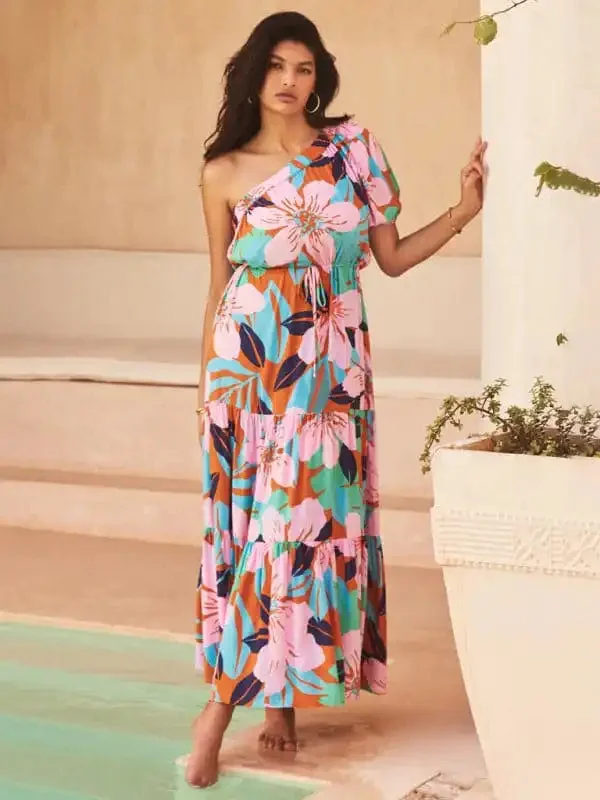 Women’s off-shoulder holiday style floral high-end dress