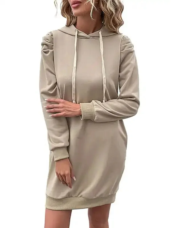 Women’s solid color long sleeve sweatshirt dress