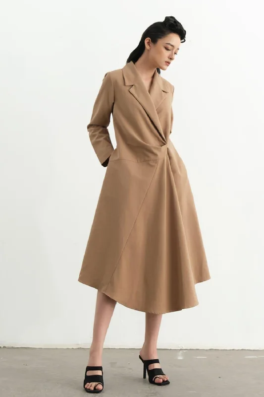 Yvette Wrap Notch Lapel Cotton Midi Dress