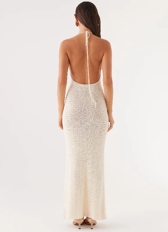 Zara Rose Crochet Maxi Dress - Ivory