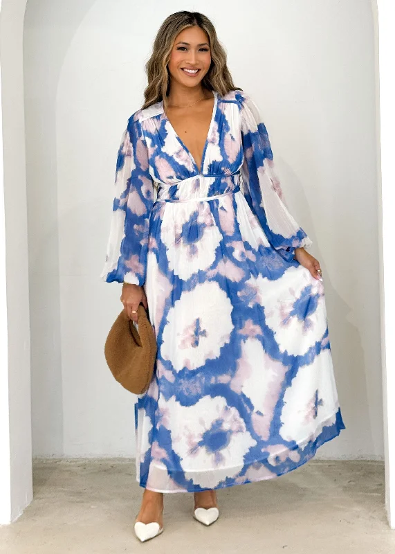 Anniston Maxi Dress - Indigo Watercolour